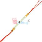 Appealing Sakarpara Design Diamond Rakhi with Wooden anc Color Beads