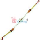 Pretty Double Sakarpara Design Diamond Rakhi with Rudraksh in Moli