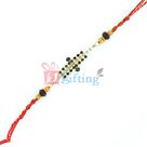 Knockout Black Diamond around White Diamond String Moli Beads Rakhi