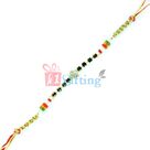 Arresting White and Black Diamond with Colorful Stones and Pearls Rakhi