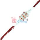 Glint of Whiteness - Rakhi with White Zari, Silver, White and Color Diamonds