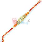 Handsome Diamond Moli Rakhi with Golden Base and Beads