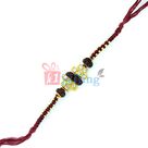 Idyllic Rough Rudraksh Golden Base Diamond Work Ghunghru Rakhi