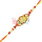 Zardosi Mauli Special Diamond work Golden Fancy Rakhi