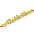 Golden Chain with three Diamonds Beautiful Rakhi