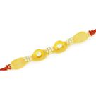 Awesome Diamond Studded Golden Lattice Rakhi