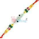Inviting Colorful Beads Mauli Rakhi with Designer Diamond Rakhi