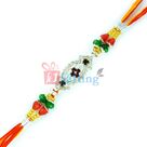 Captivating Color Beads Moli Rakhi with Curvy Design Diamond Rakhi