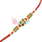 Infatuating Designer Rakhi Pattern in Golden Beads and Dimaonds