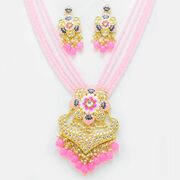 Flower Designer Pearls Necklace Set With Earrings