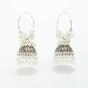 Silver Color Traditional Jhumka with Diamonds