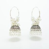Silver Color Traditional Jhumka with Diamonds
