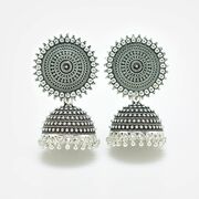 Traditional Style Silver Designer Jhumka Set