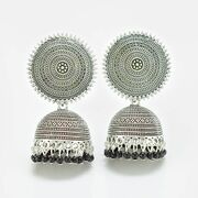Beautiful Round Shape Silver Color Jhumka Set