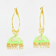 Angelic Golden Designer Jhumka Set With Golden Rings