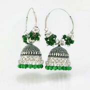 Charming Beads designer Silver Color Jhumka Set