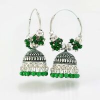 Charming Beads designer Silver Color Jhumka Set