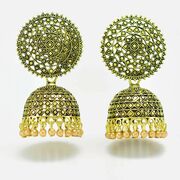Traditional Round Shape Golden Designer Jhumka Set 