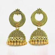 Round Shape Golden Designer Jhumka Set With Diamonds