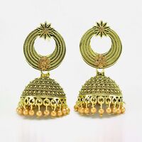 Round Shape Golden Designer Jhumka Set With Diamonds