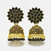 Nice Black Designer Golden Color Jhumka Set
