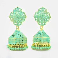 Elegant Colorful Jhumka set with White Pearls