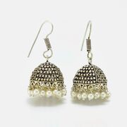 Unique Designer Jhumka Set With White Pearls