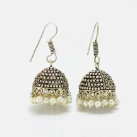 Unique Designer Jhumka Set With White Pearls