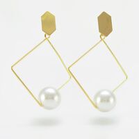 Newly Designed Golden Color Earings Set with 2 pearls