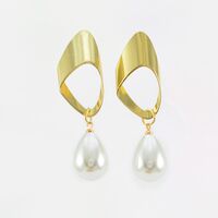 Newly Designer Golden Color Jhumka Set With Pearls