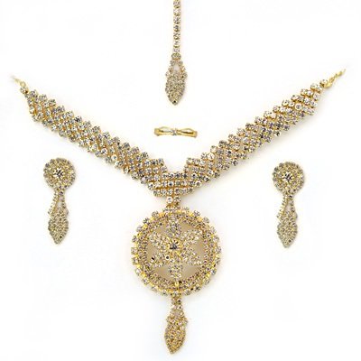 Golden Diamon Flower Fashion Jewelry Set