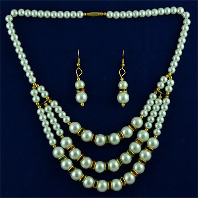 White Pearl Neclace Set Jewelry with Earings