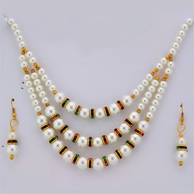 White Pearl Neclace Set Jewelry with Earings