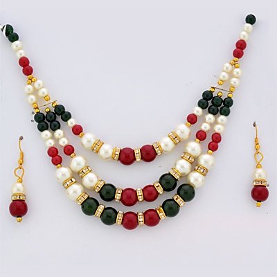 Multicolor Beads and Pearl Nacklace Set