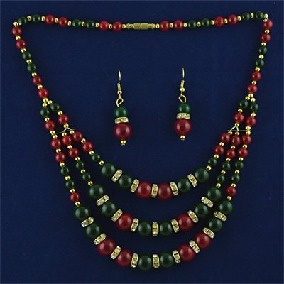 Beautiful Multicolor Beads with Diamond Studded Necklace