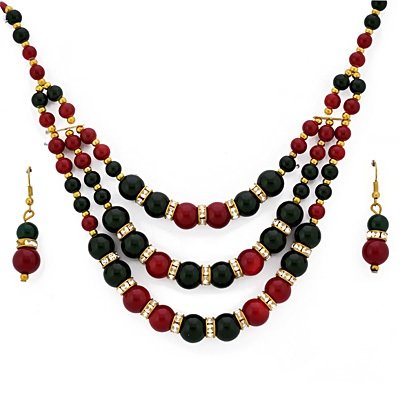Beautiful Multicolor Beads with Diamond Studded Necklace