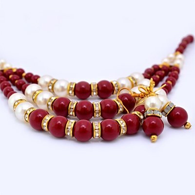 Maroon Beads with Pearl Necklace Set with Earings