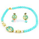 Amazing Beads Rope Necklace with Earrings Jewellry Set