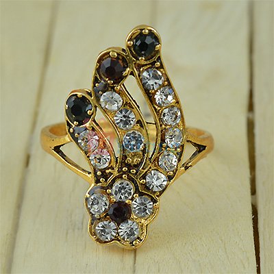 Fancy Designer Flower Diamond Golden Ring
