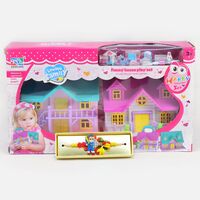 Loving Family House Play Set with Gorgeous Bal Hanuman Kids Rakhi