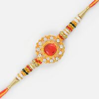 Beautiful Kundan Flower Antique Diamond Rakhi