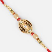 Multi Work Marquise Kundan Golden Mauli Rakhi