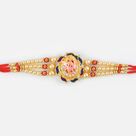 Attractive golden look of lord ganesha with Pearl and Kundan Work