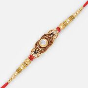 Kundan Meena Diamond Golden Based Awesome Rakhi