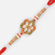 Excellent Kundan Meena Floral Rakhi
