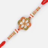 Excellent Kundan Meena Floral Rakhi