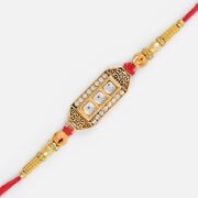 Hexa Shaped Kundan Work Studded Diamond Brother Rakhi