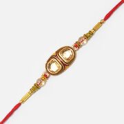 Special Golden Color Kundan Studded Meenakari Work Rakhi for Brother