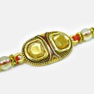 Special Golden Color Kundan Studded Meenakari Work Rakhi for Brother