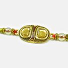 Special Golden Color Kundan Studded Meenakari Work Rakhi for Brother